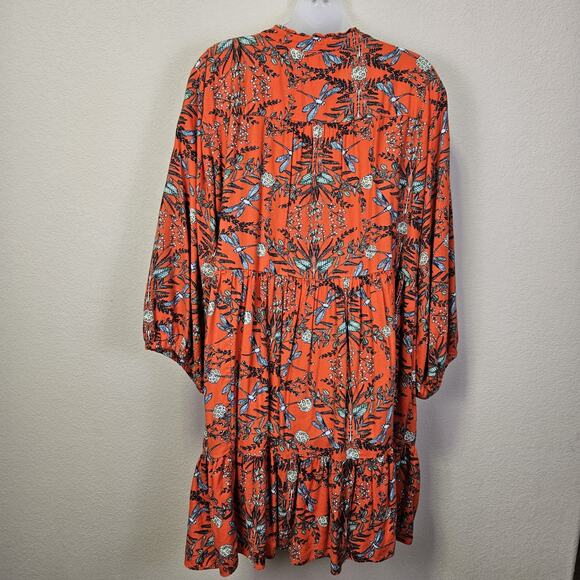 Kelly Louise Judd Anthropologie Flannel Sleep Dress Whimsical Red Dragonfly XL - Picture 5 of 16